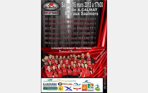Journée de championnat national salle A.Calmat à 17 heures le samedi 16 mars 2013 : du jamais vu 6 équipes à domicile pour un RDV marquant